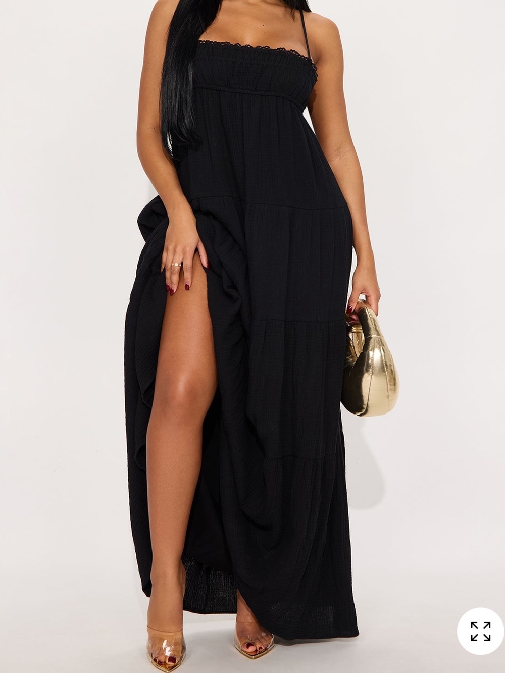 Fashion Nova Black Strapless Maxi Dress with Side Slit